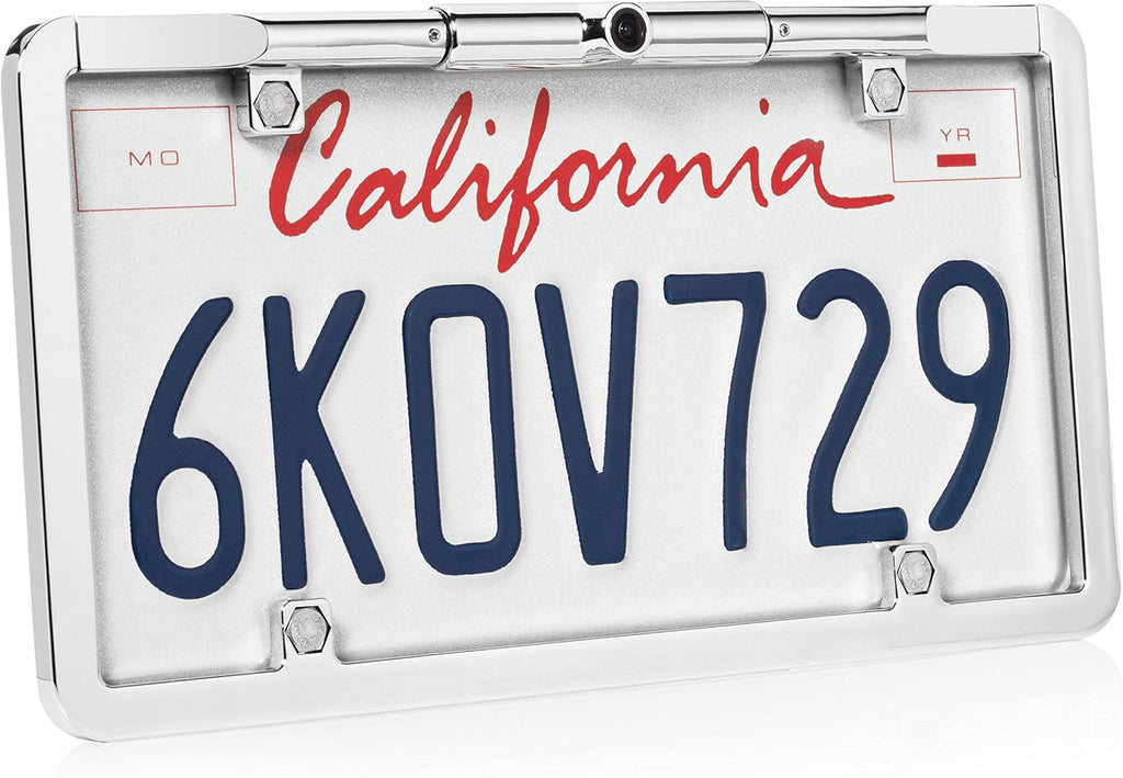 Chrome License Plate Backup Camera with Active Parking Lines Y917438