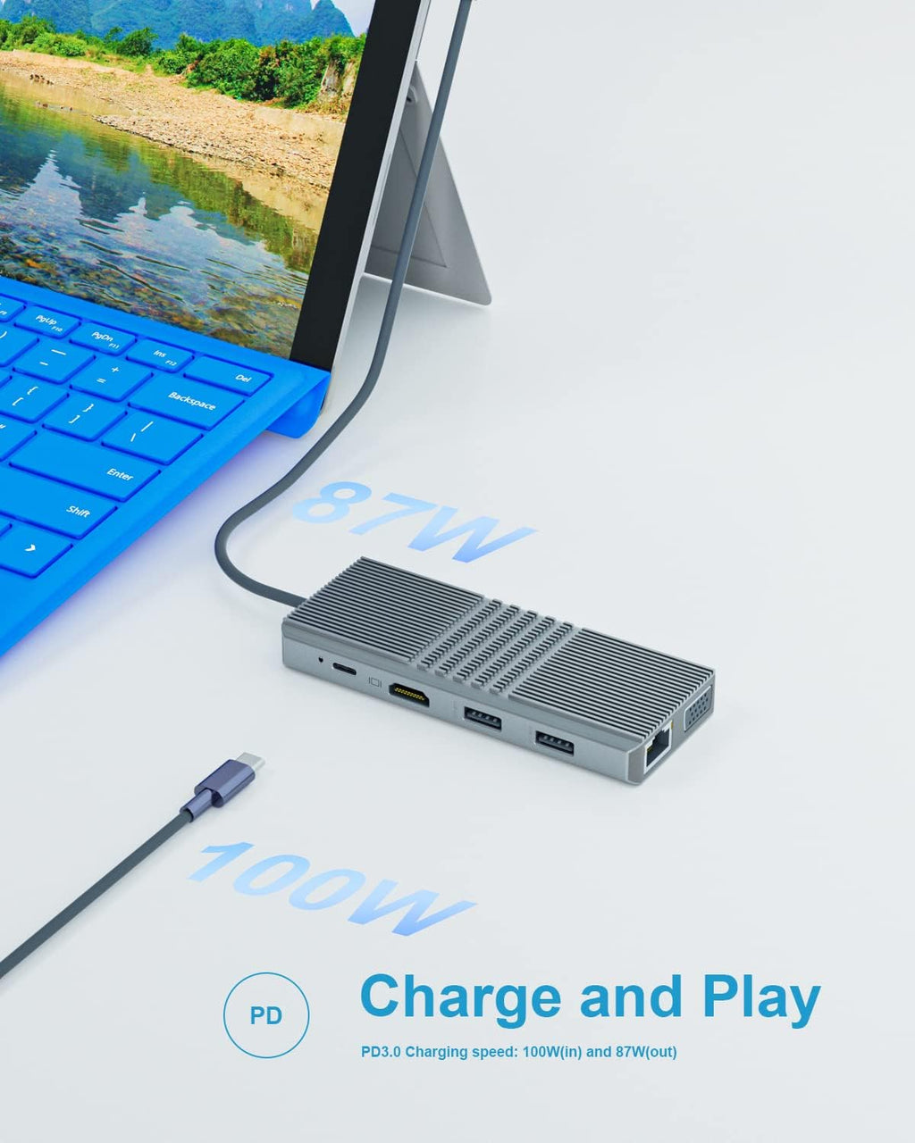 11 in 2 USB C Docking Station with HDMI VGA PD3.0 RJ45 USB2.0 USB3.0 Pack of 2 H134
