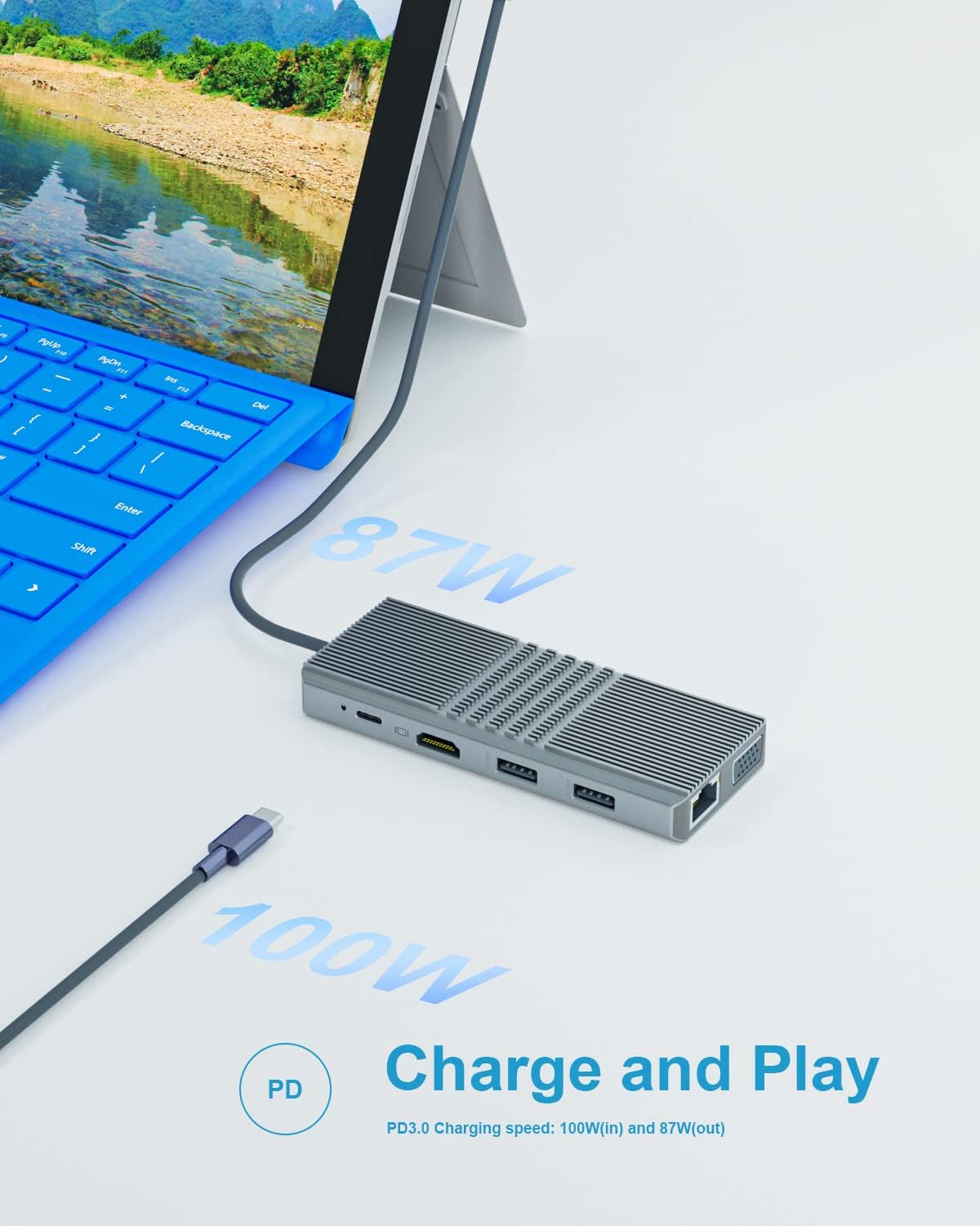 11 in 2 USB C Docking Station with HDMI VGA PD3.0 RJ45 USB2.0 USB3.0 Pack of 2 H134