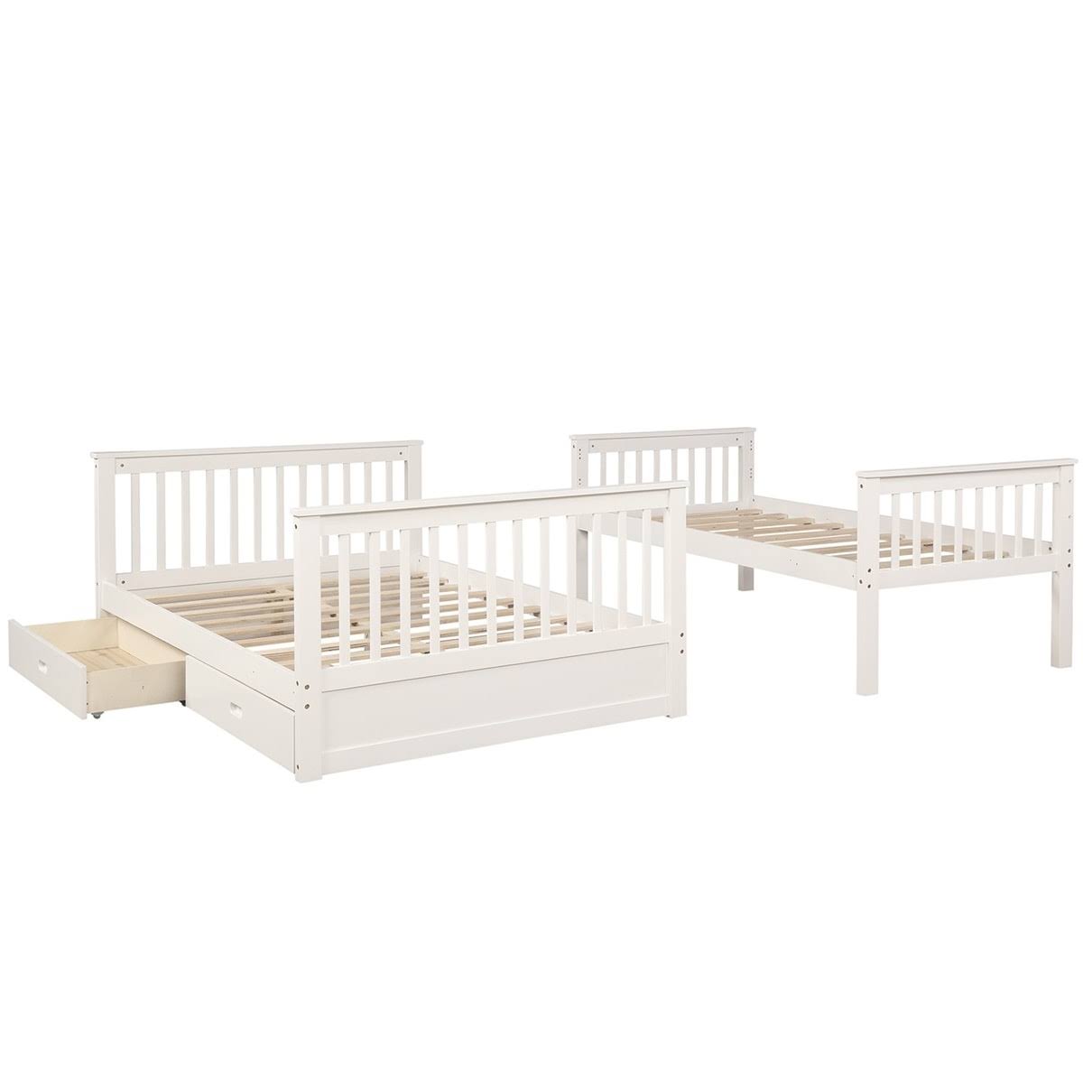 Twin Over Full Bunk Bed with Ladders and 2 Storage Drawers G7260