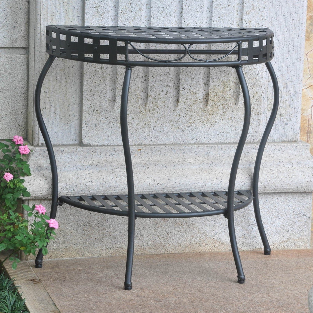 Antique Black 2-Tier Half Moon Table A168174
