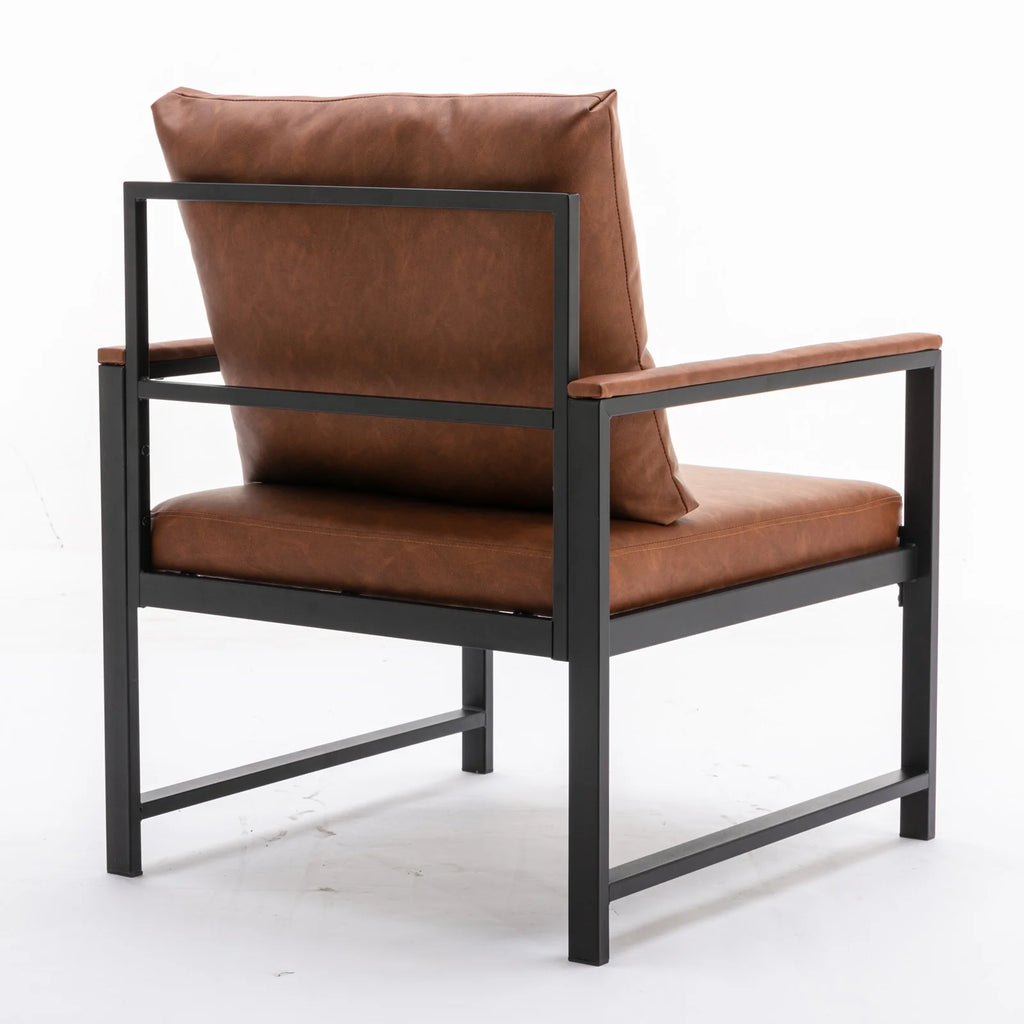 Orange PU Leather Metal Frame Accent Chair W759