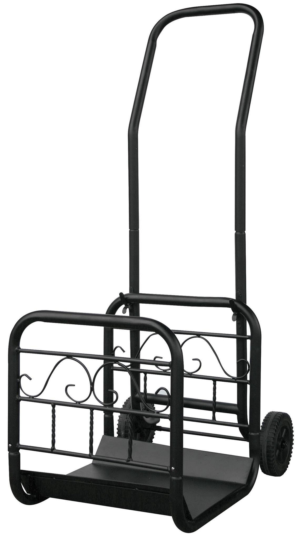 Large Black Wrought Iron Log Rack with Wheel and Removable Cart R8285