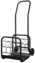 Large Black Wrought Iron Log Rack with Wheel and Removable Cart R8285