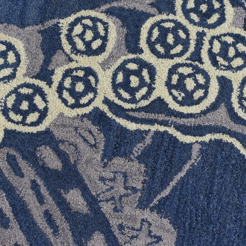10'x10' Blue Beige Hand Tufted Wool Area Rug C4793