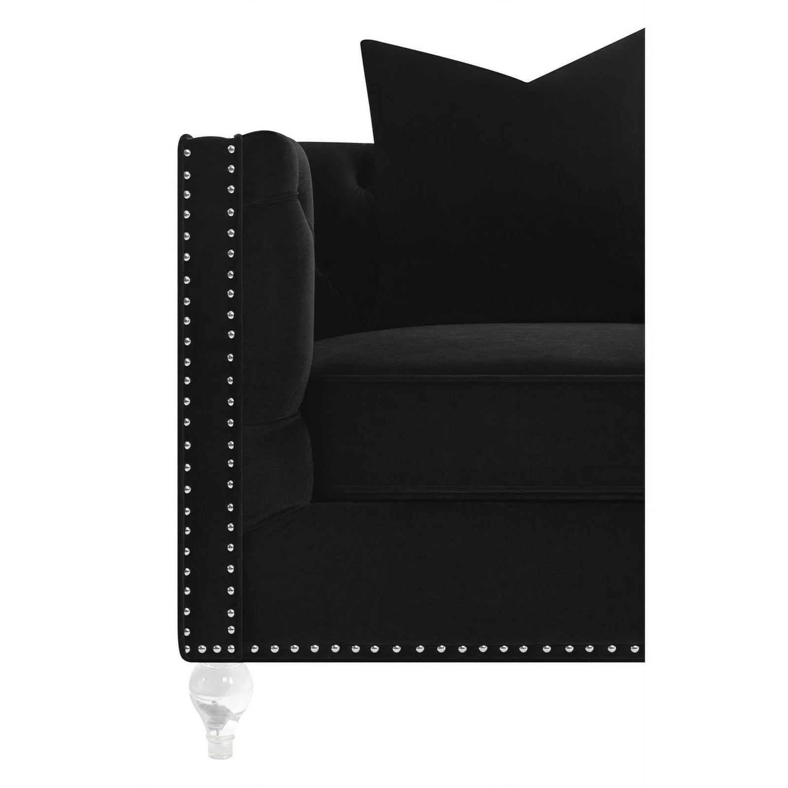 Black Velvet Tufted Arm Loveseat K779544