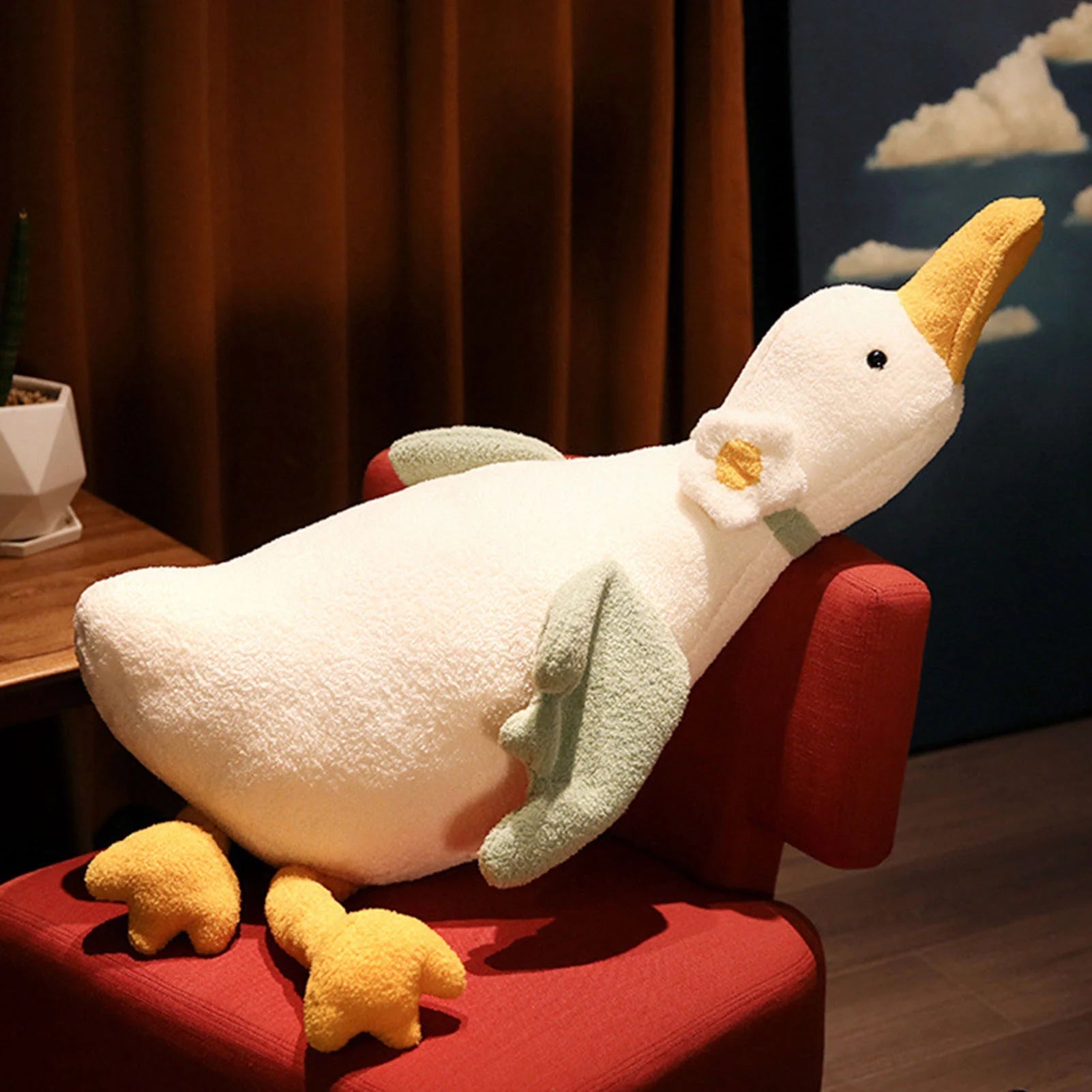 Soft Stuffed Duck Pillow White Plushie Back Cushion E13164