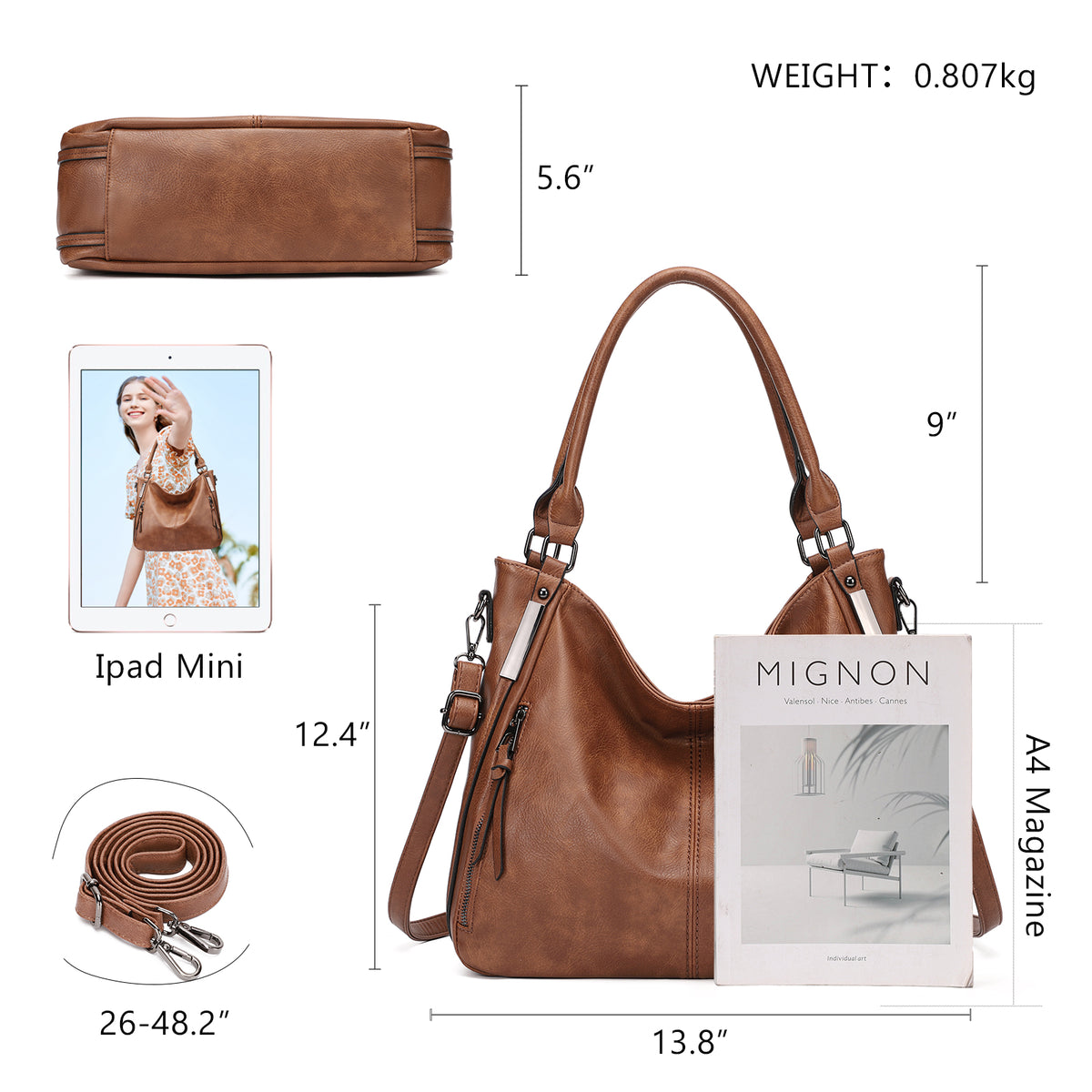 Large PU Leather Handbags Crossbody Hobo Tote Bags P12891