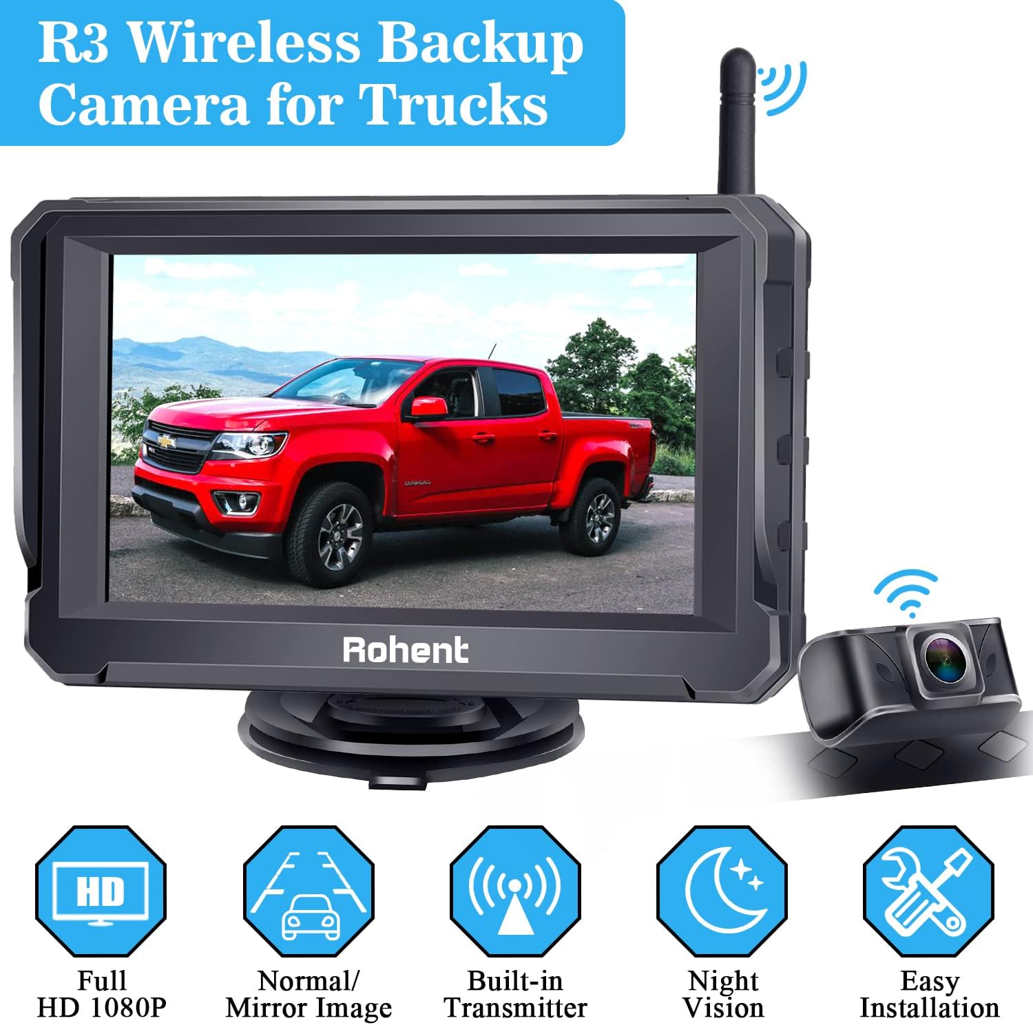Wireless Backup Camera with 5" Monitor Rear View Camera System K5155