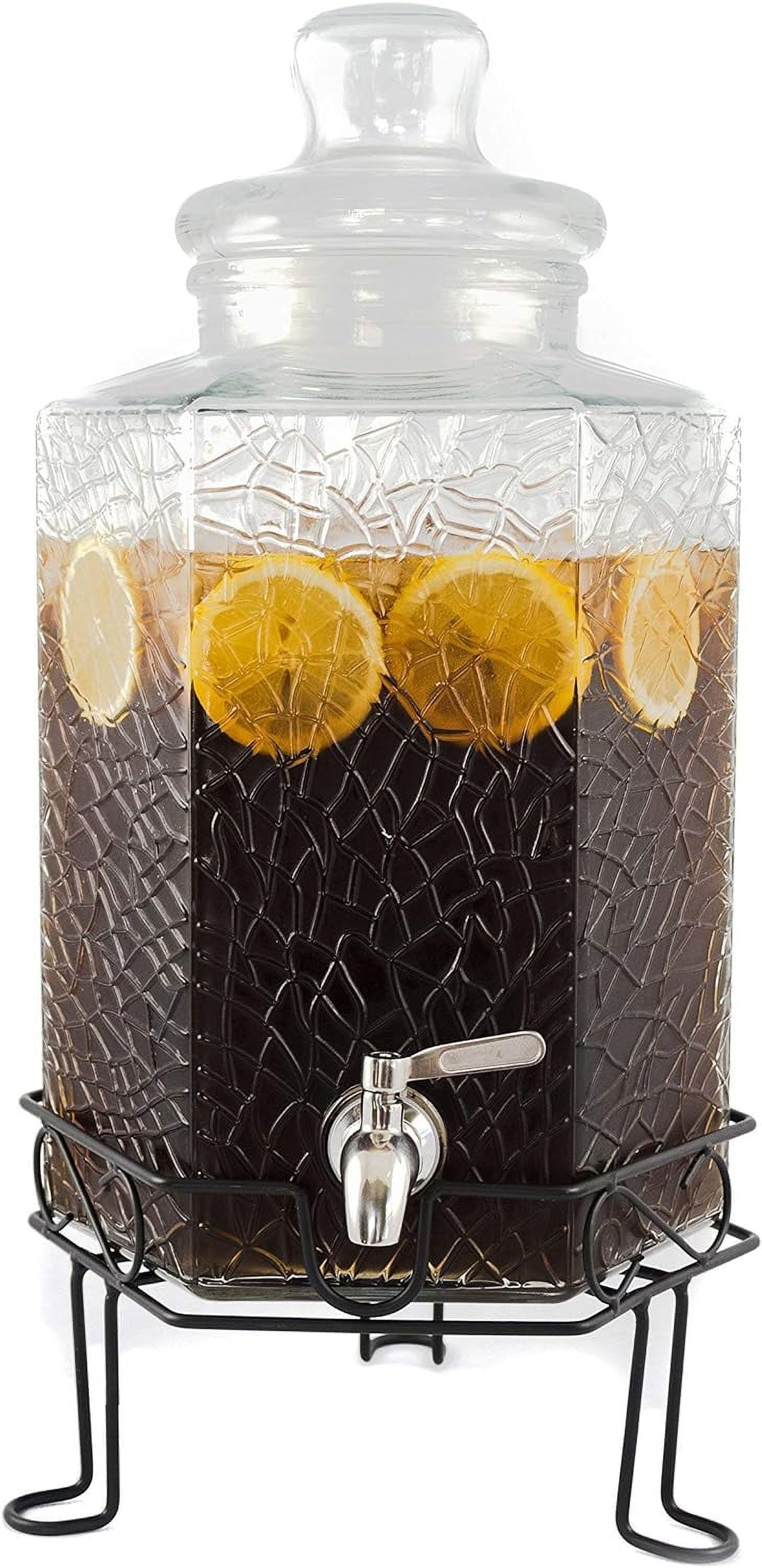 Gallon Glass Beverage Dispenser with Stainless Spigot and Stand G725406