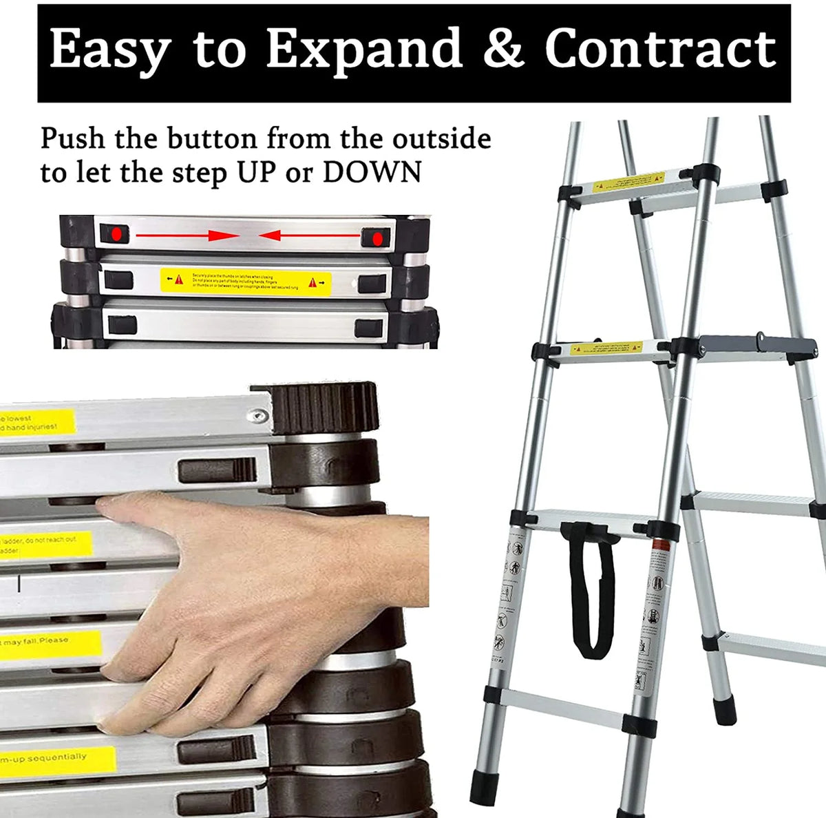 5+6 Steps Foldable Telescopic Aluminum Ladder W99899
