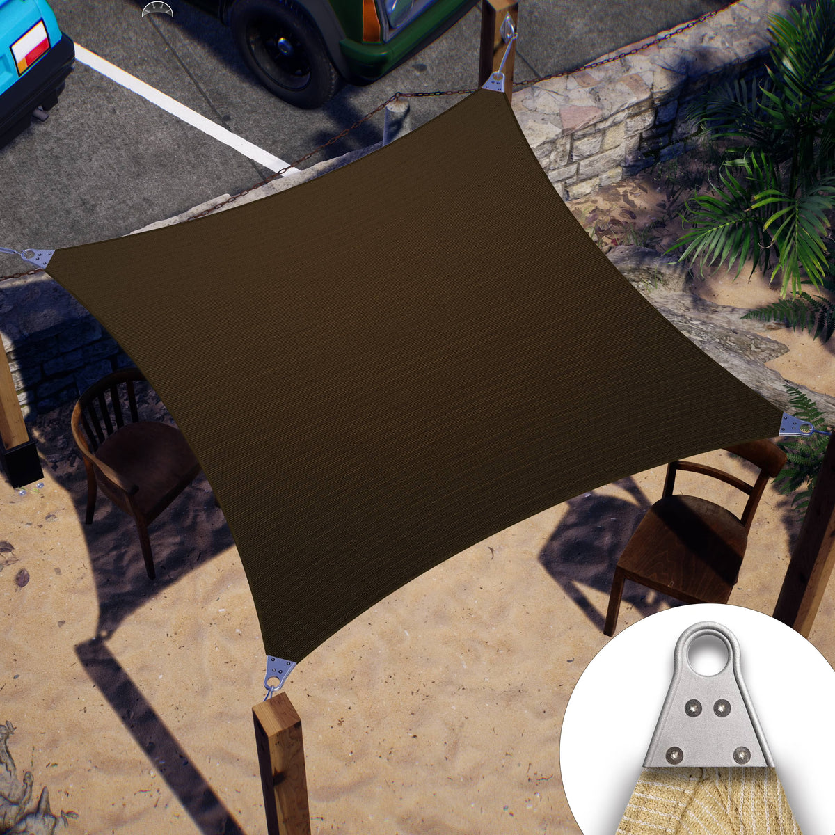 Brown Square Sun Shade Sail Canopy Structure R909043