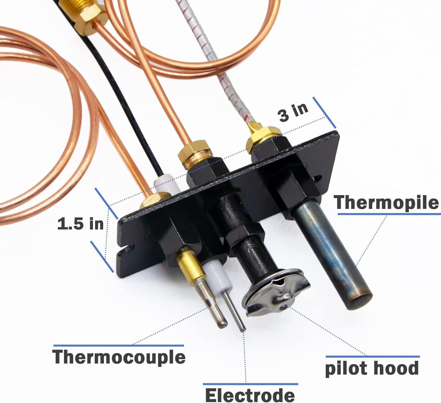Propane and Natural Gas 3 Way Pilot Assembly for Fireplace and Stoves Y40830