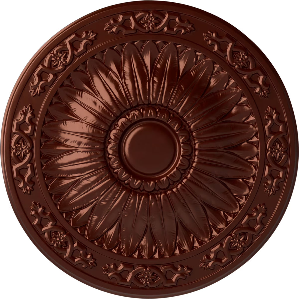 20 1/4"OD x 1 1/2"P Hand-Painted Antique Copper Ceiling Medallion L341