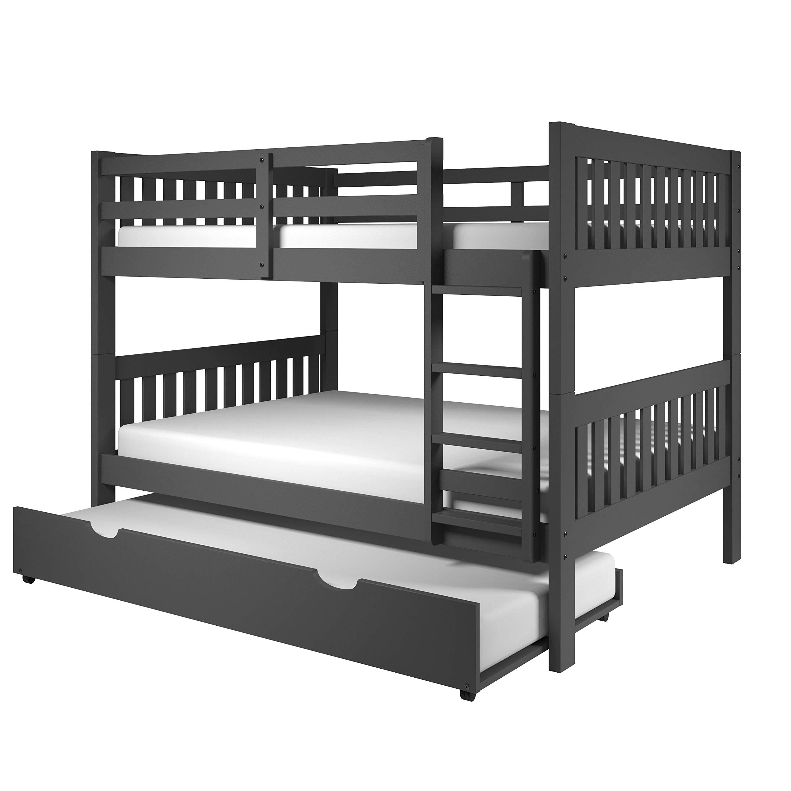 Full/Full Mission Bunk Bed with Trundle Bed Dark Grey W297537