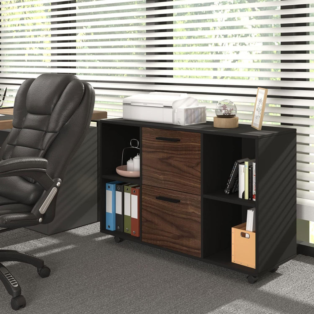 Black 2 Drawer Mobile Filing Cabinet with Storage R108