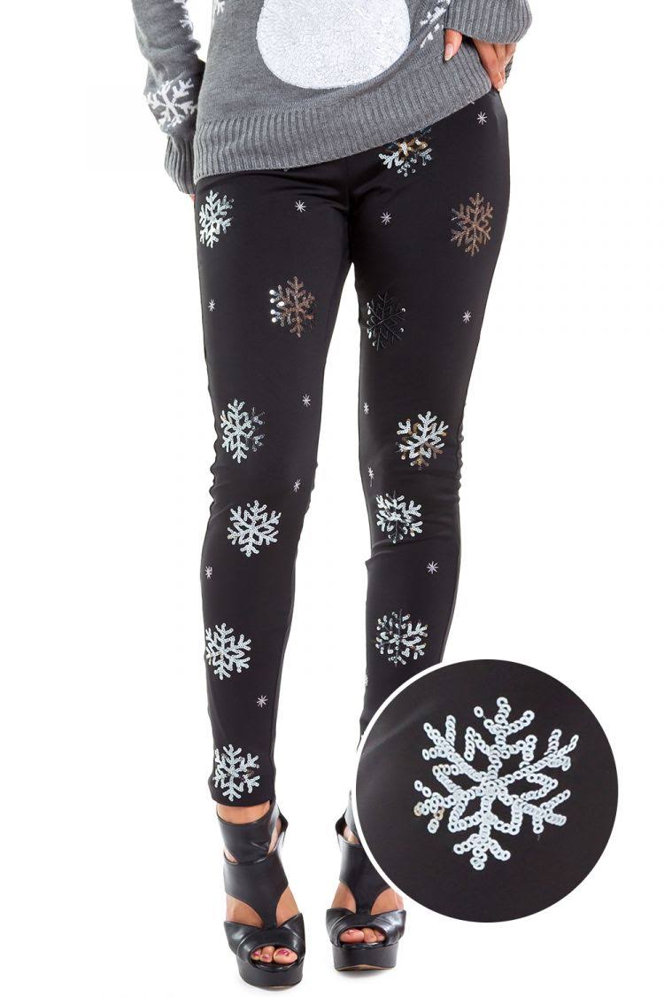 Sequined Snowflake Leggings O4533
