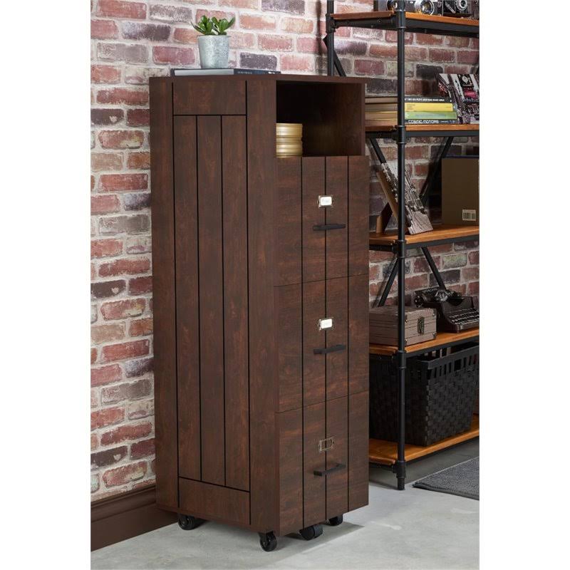 Industrial Filing Cabinet in Vintage Walnut Q1416