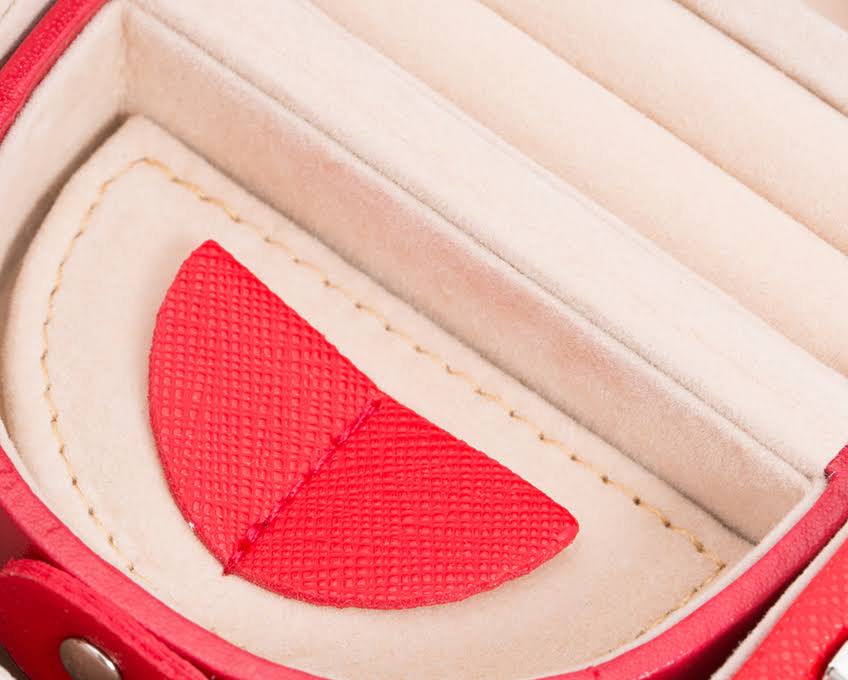 Red Saffiano Mini Oval Box A93797