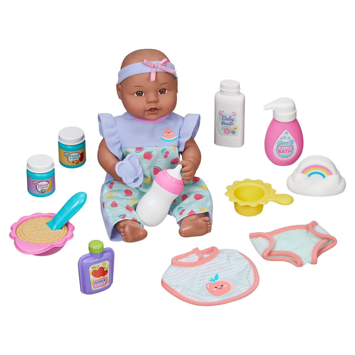 12.5 inch 16 Pieces Play Set, Dark Skin Tone, Brown Eyes N36183