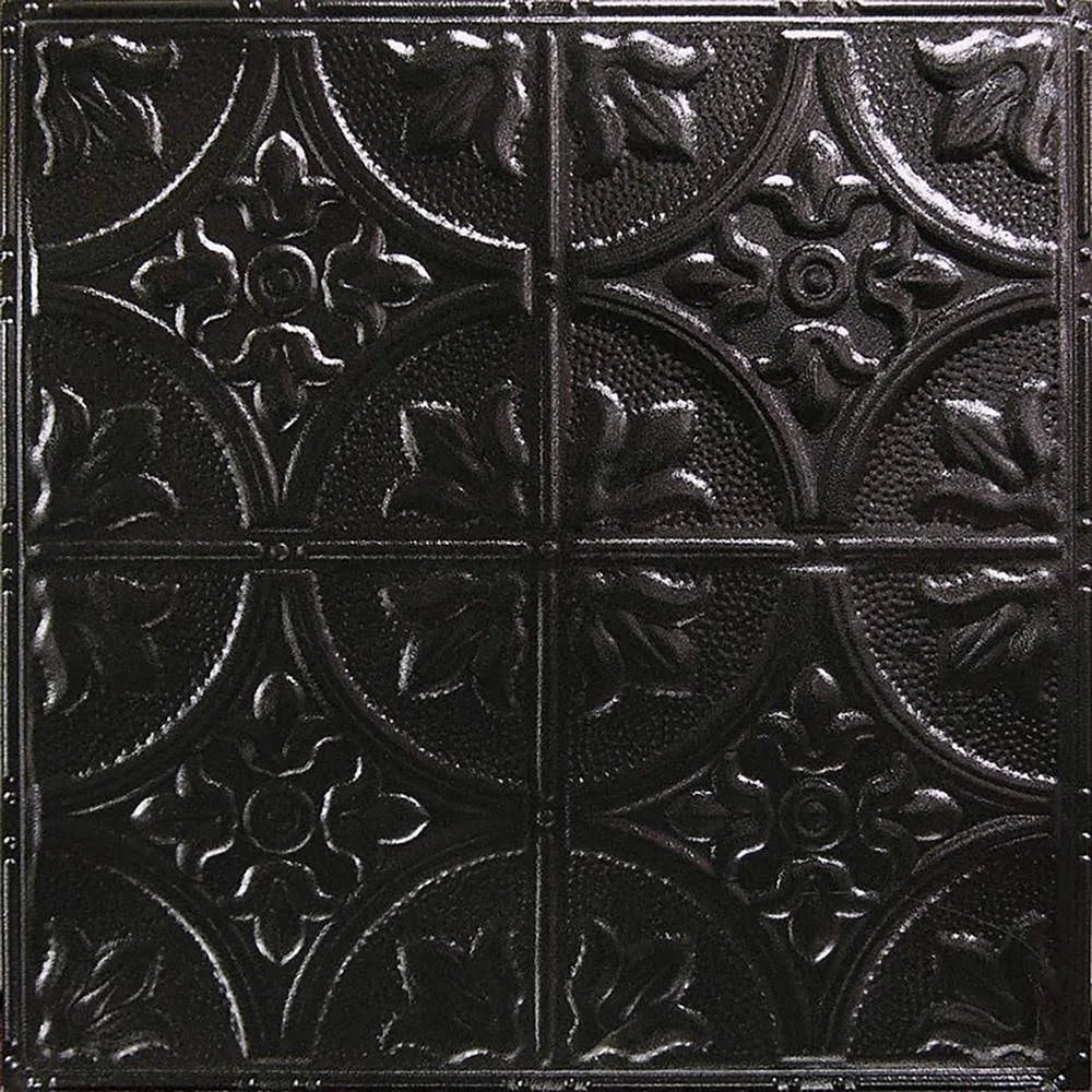 Textured Black Satin Nail Up Tin Ceiling Tile U271