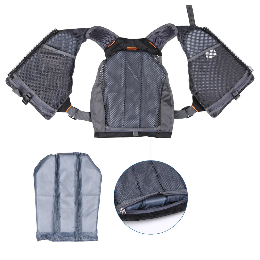 Outdoor Breathable Padded Fishing Life Jacket Swimming Sailing Waistcoat Utility Vest Floatation Device E10890