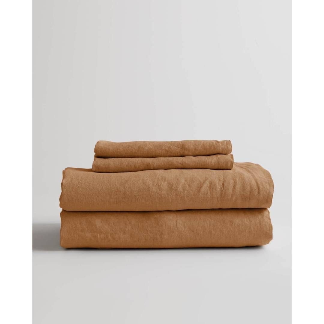 European Linen Sheet Set in Terracotta Size Cal King Z970881