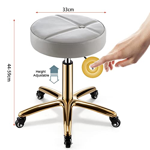 White Swivel Rolling Stool with 5 Wheels N5634