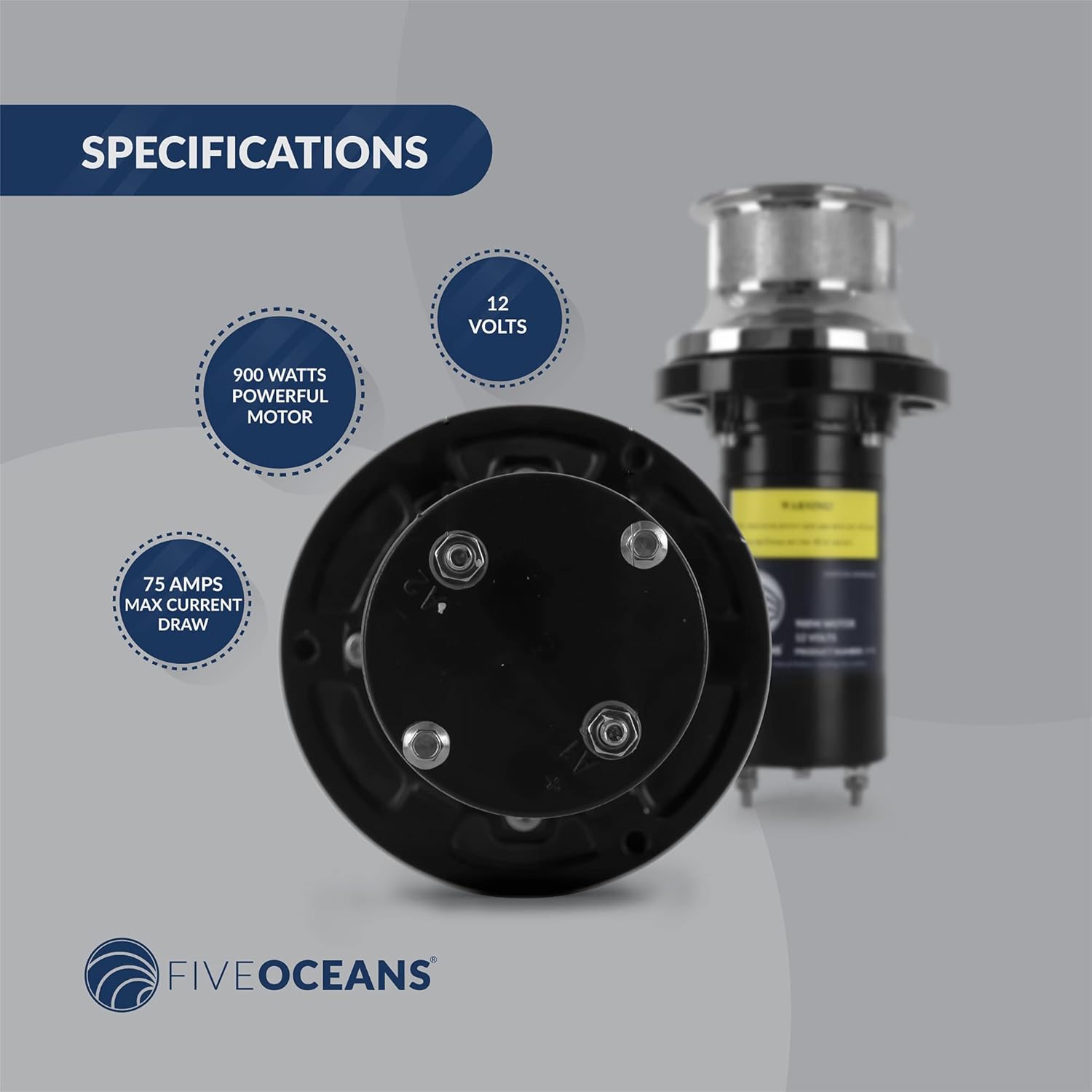 Arctic Capstan 900 Watts Vertical Mounted Winch AISI316 Stainless Steel 12 Volts U82082