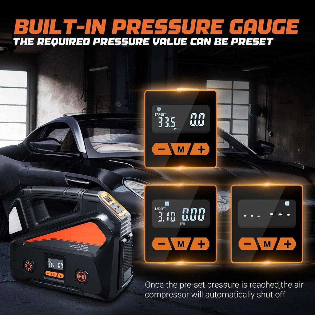 Car Tire Inflator Portable Air Compressor with Pressure Gauge, Pack of 2 Z51808
