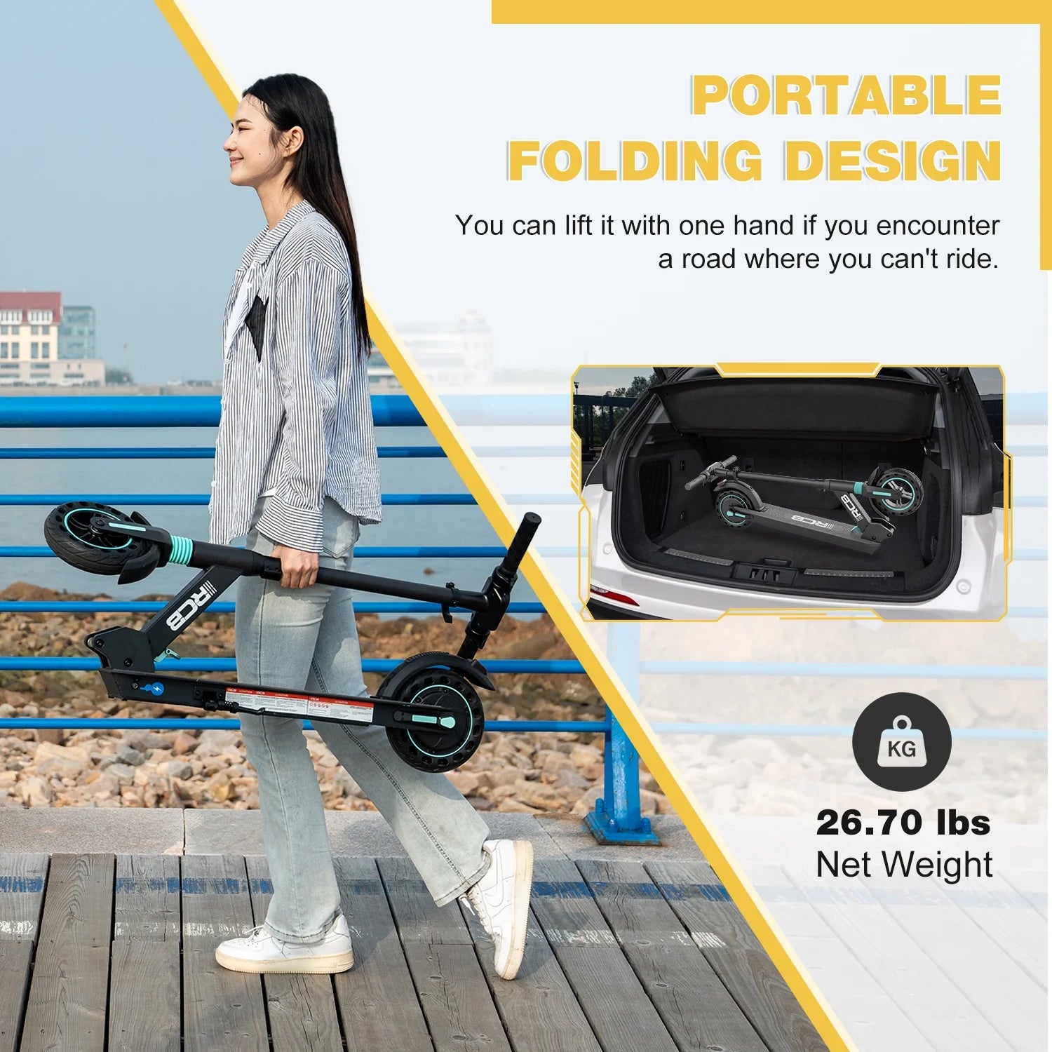 350W Motor 15Mph Top Speed 8" Tires Portable Folding Electric Scooter T280852