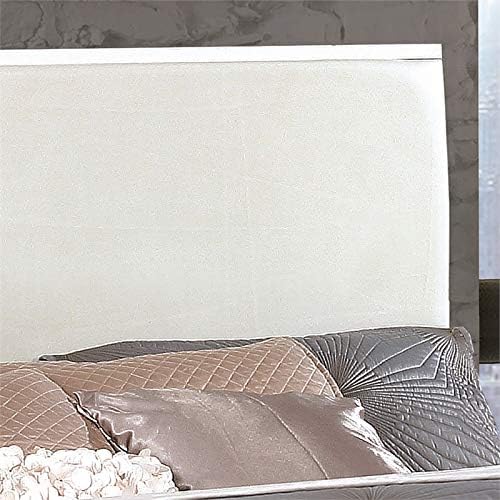 Faux Leather King Panel Bed in White A268802