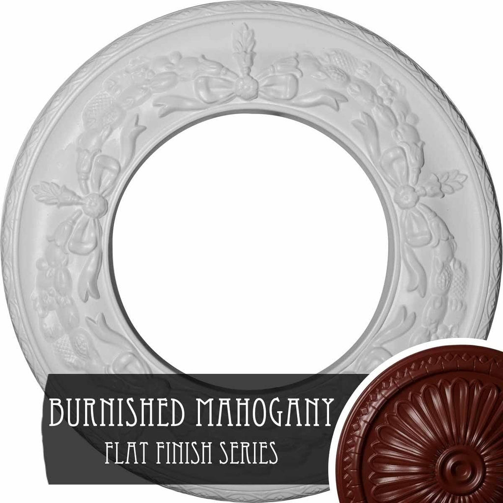 13 1/4x22OD x 7 1/8x22ID x 7/8x22P Hand-Painted Brushed Mahogany Ceiling Medallion O955