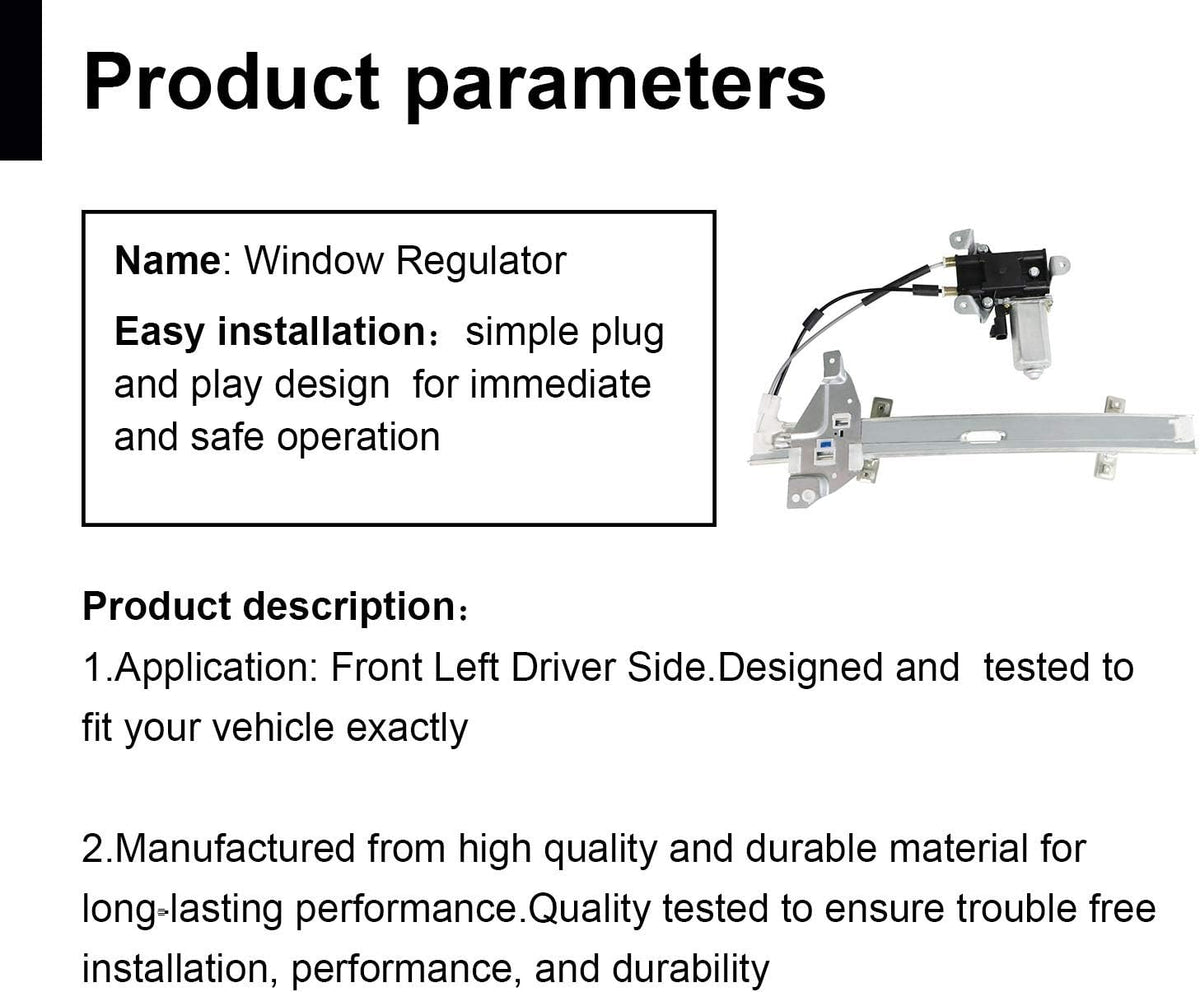 Front Driver Side Power Window Regulator and Motor Assembly Pack of 2 S236