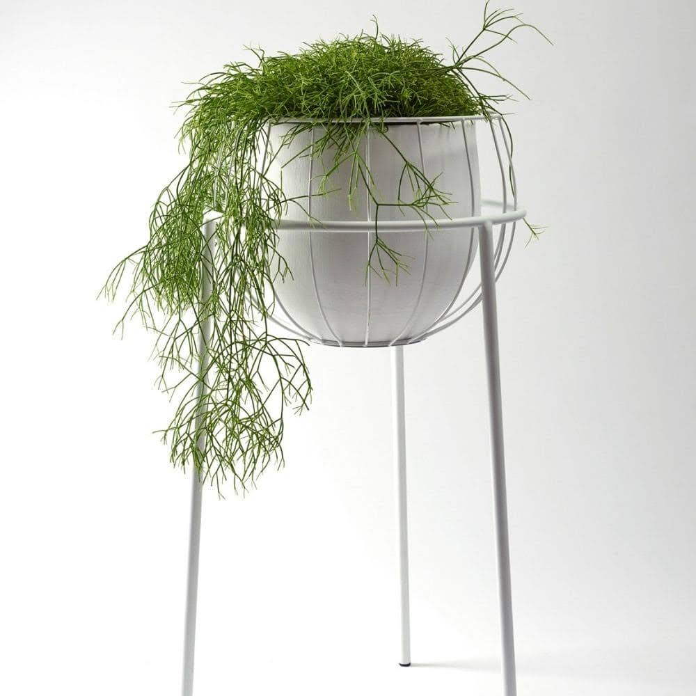 White Plant Stand Cage with Pot H6848