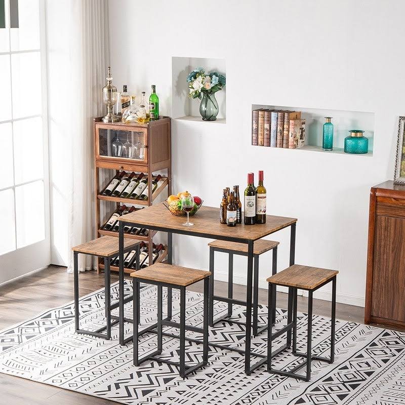 Walnut Finish 5-Piece Counter Height Pub Dining Set Z77938