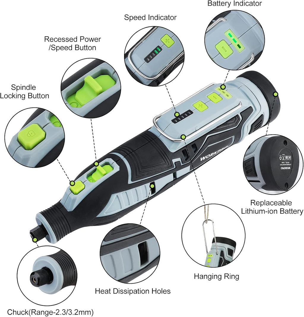 12V Cordless Rotary Tool Kit, 114 Accessories, Pack of 2 H8380
