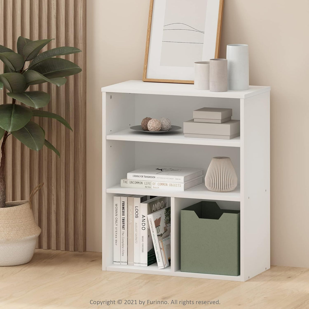 3 Tier White Bookcase R797645