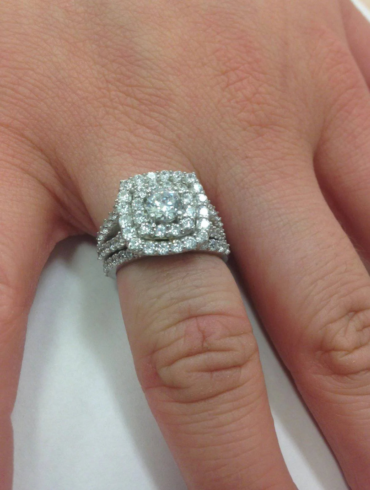 2 Ct Diamond Engagement Halo Ring Set X722