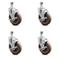 5 inch High Temp Glass Filled Nylon Threaded Stem Caster Set with Brake R1923