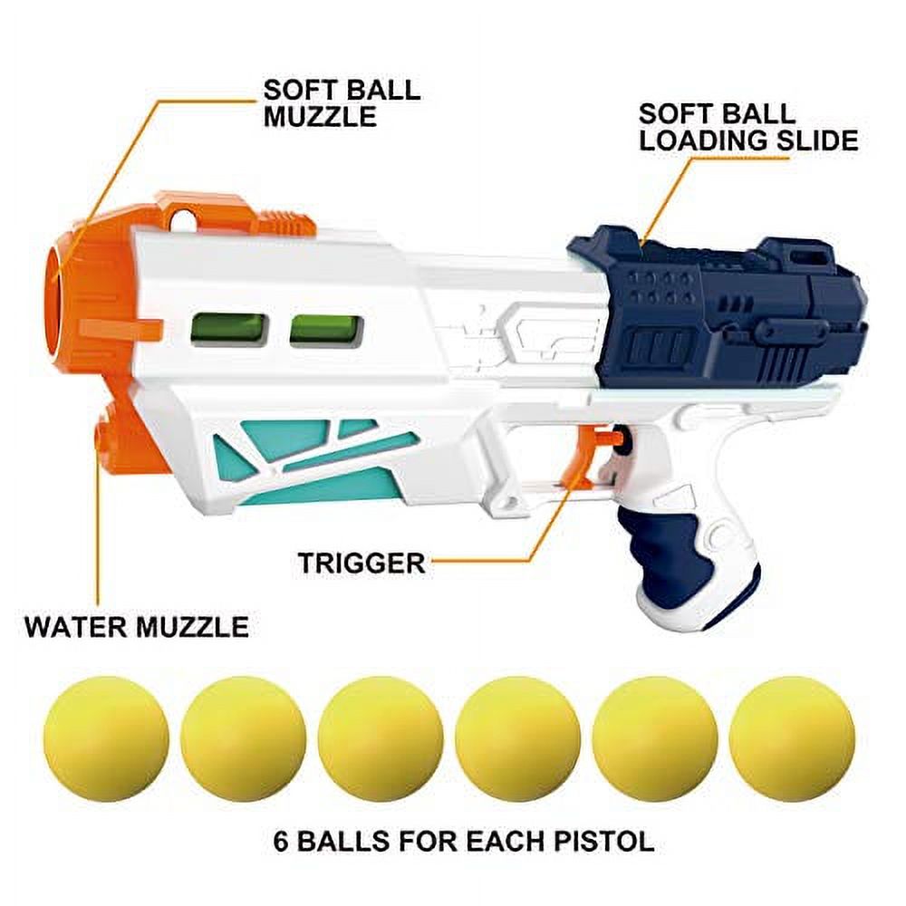 2 in 1 Water Gun Blaster Pistol and Foam Ball Popper Air Toy Guns with 12 Foam Balls U622783