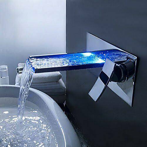 Chrome Finish LED Waterfall Bathroom Faucet O99204