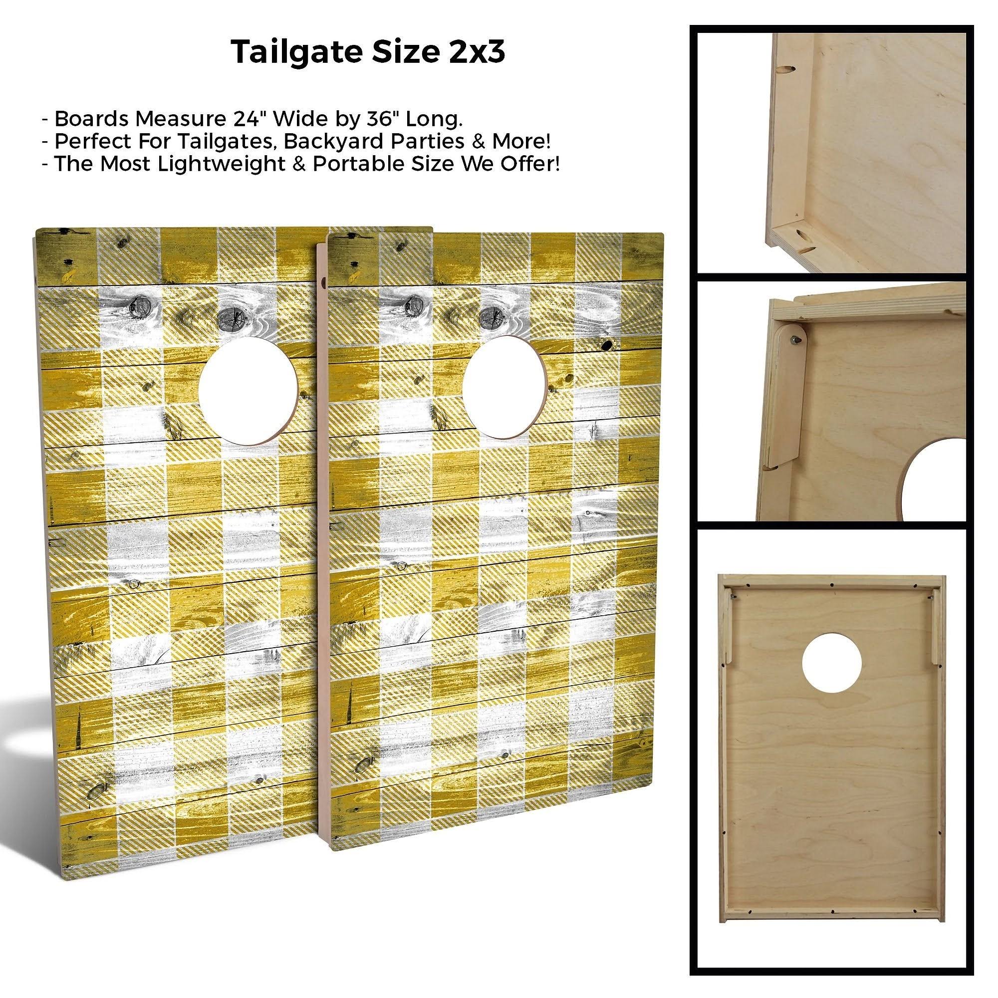 Yellow Checkered Cornhole Set with Carrying Case L882