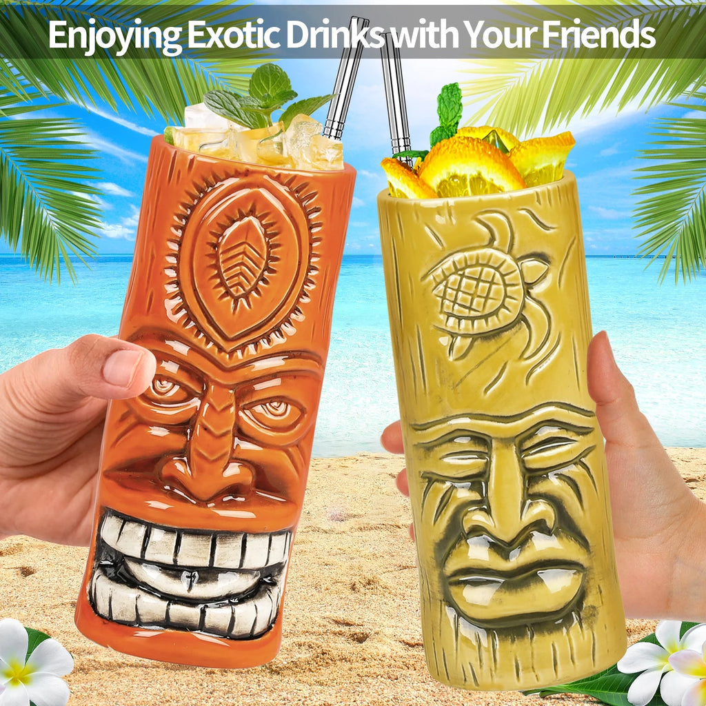 Ceramic Tiki Mugs Set of 4 N7687