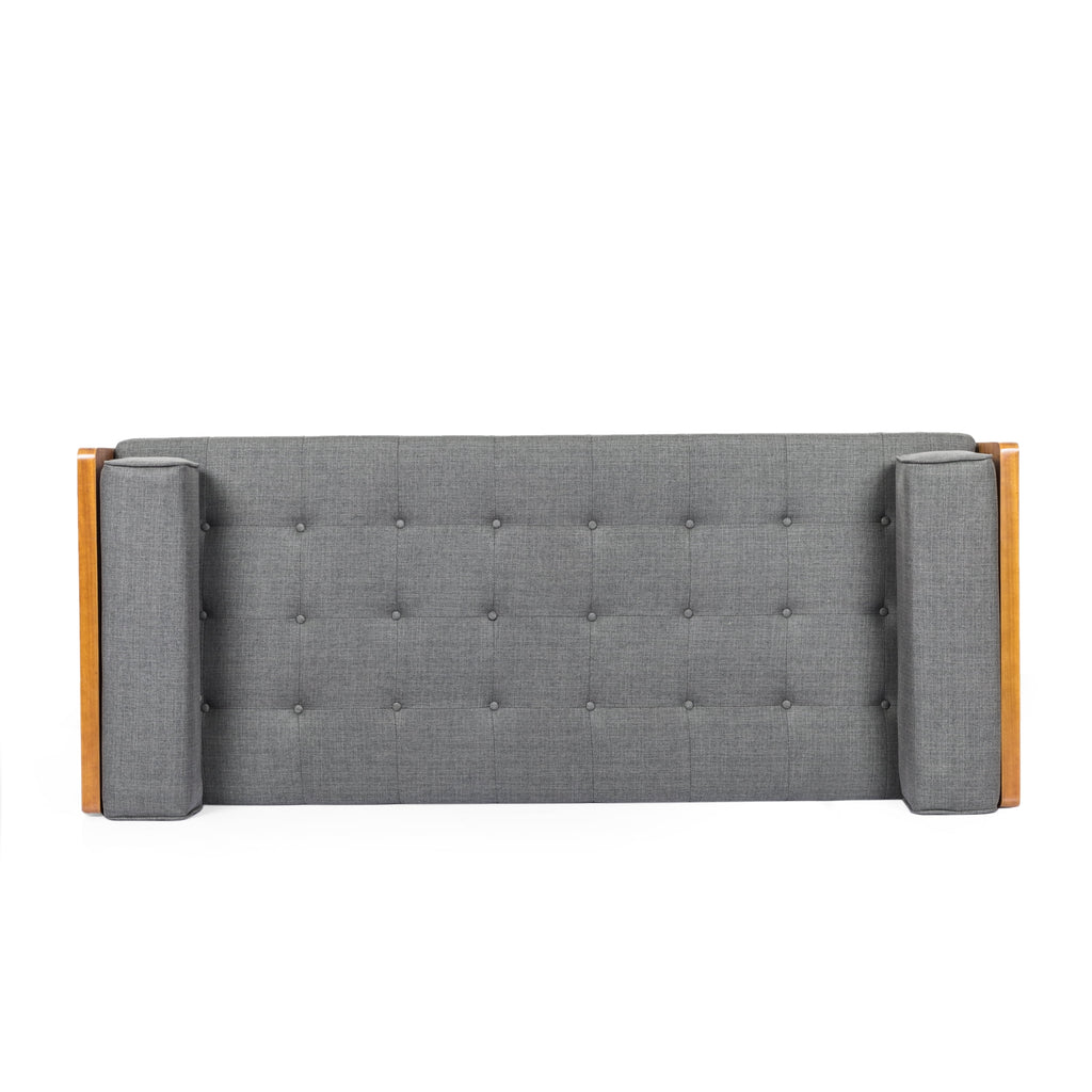 Gray Tufted Double End Chaise Lounge with Bolster Pillows E713331