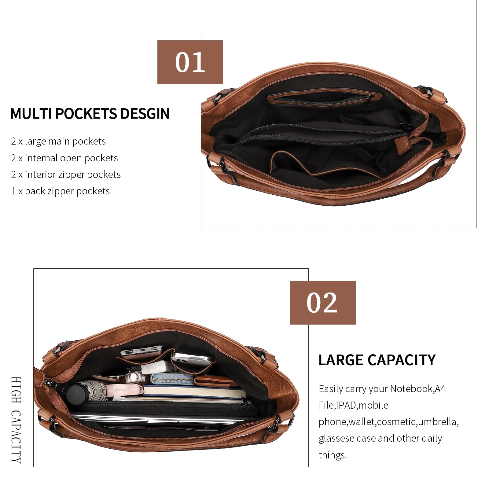 Large PU Leather Handbags Crossbody Hobo Tote Bags P12891