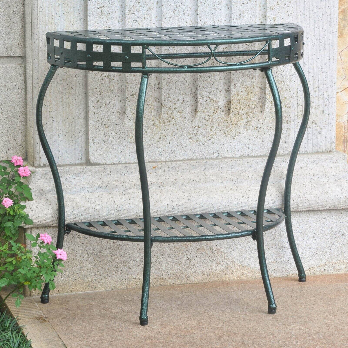 Antique Black 2-Tier Half Moon Table A168174