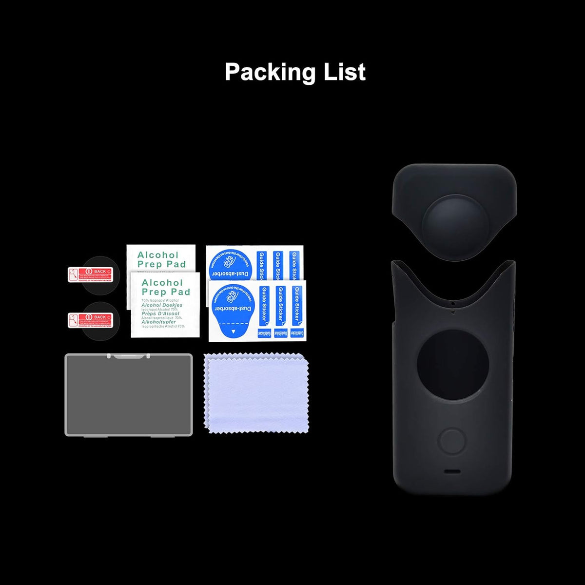 Lens HD Tempered Glass Protective Film (2 Sets) + Panoramic Camera Silicone Protection Cover N66562