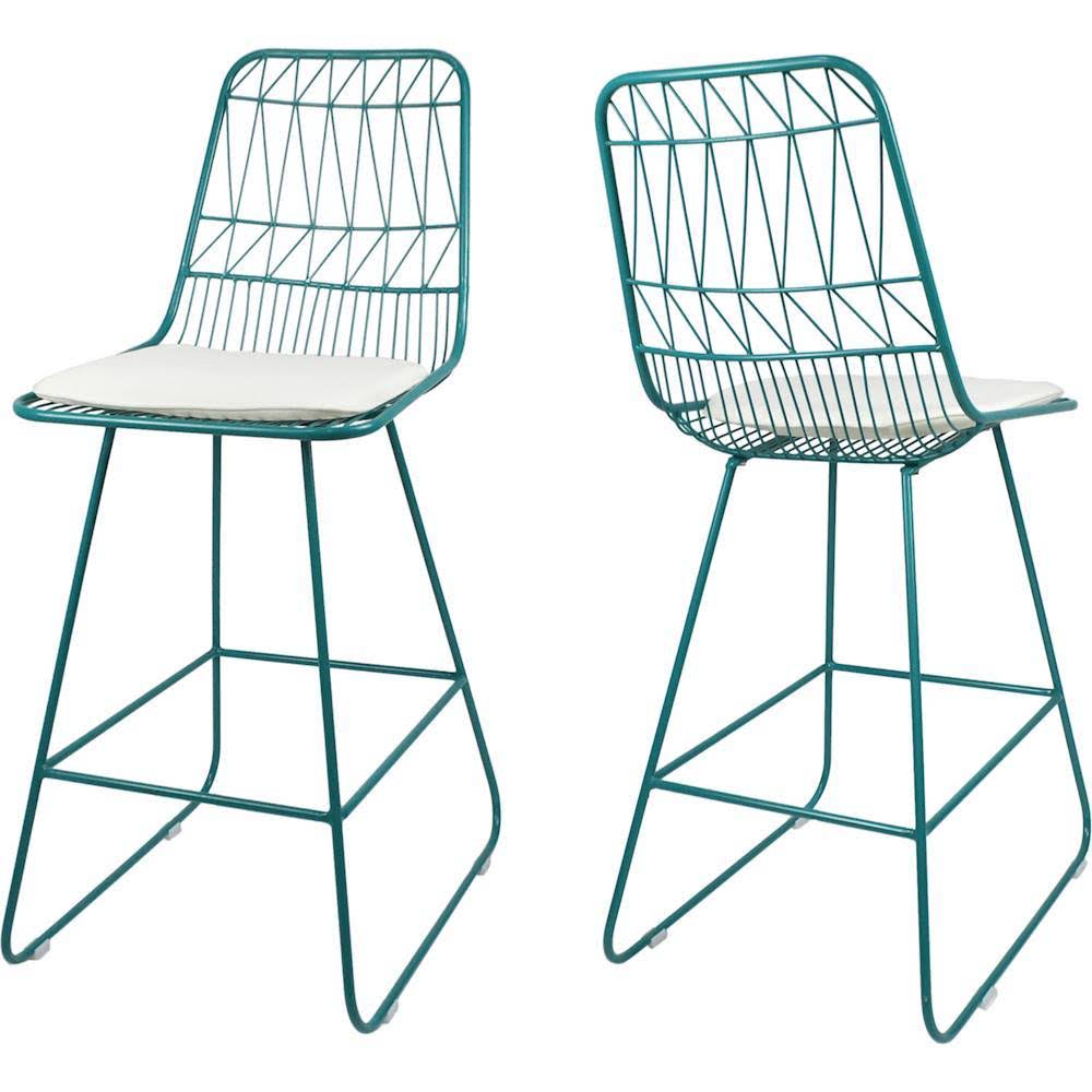 Teal Geometric Iron Cafe Stools (Set of 2) Z5889