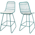 Teal Geometric Iron Cafe Stools (Set of 2) Z5889